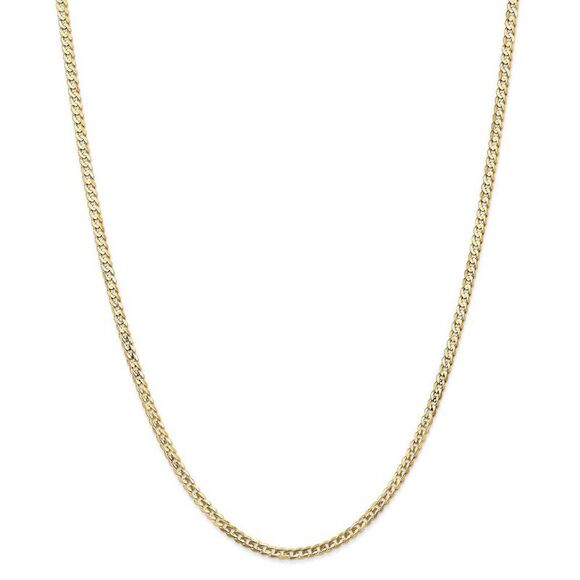 3mm, 14k Yellow Gold, Open Concave Curb Chain Necklace, 22 Inch